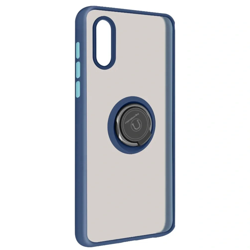 Samsung A01 Bi-material Metal Ring Function Stand blue phone case